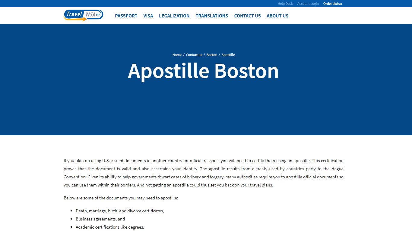 Apostille Boston | Apostille Stamp Services in Boston, MA - Travel Visa Pro