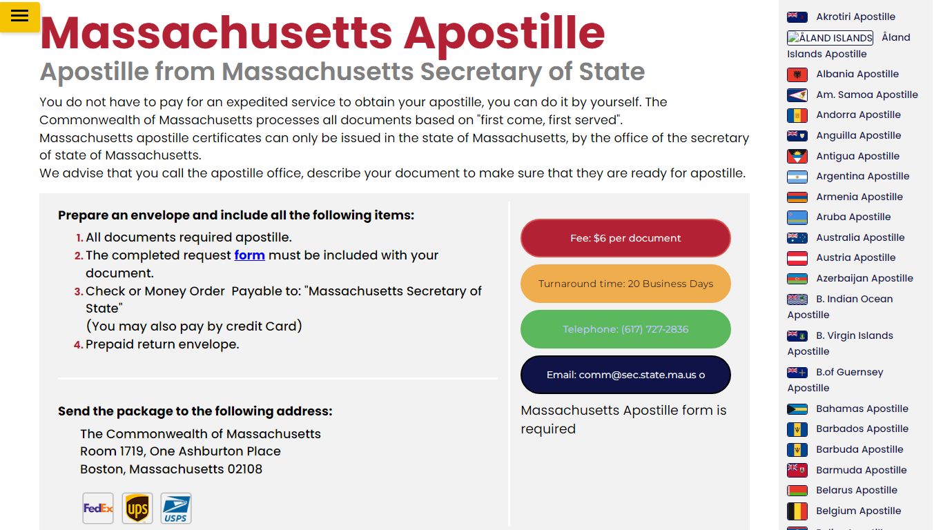 Apostille Massachusetts | Secretary Of State | US Apostille